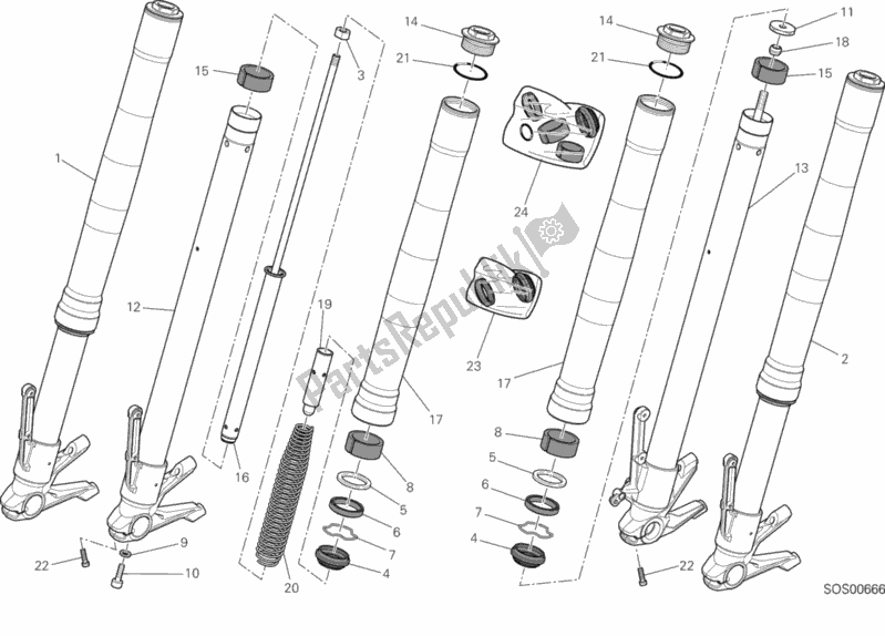 Tutte le parti per il Forcella Anteriore del Ducati Hypermotard USA 821 2014